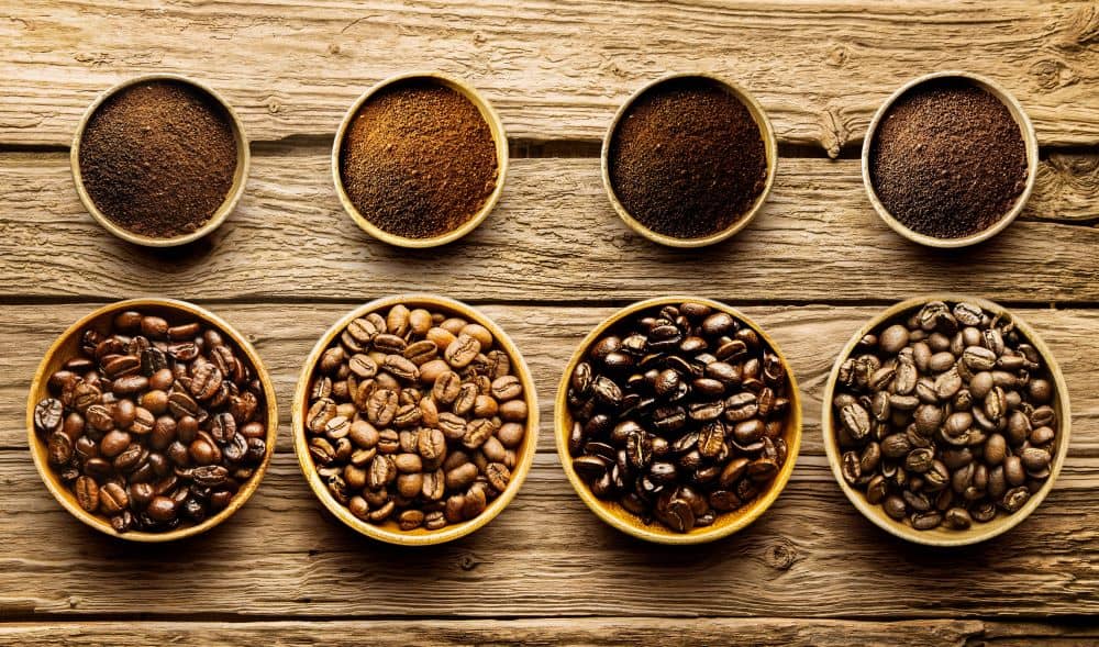 Different types of coffee beans.